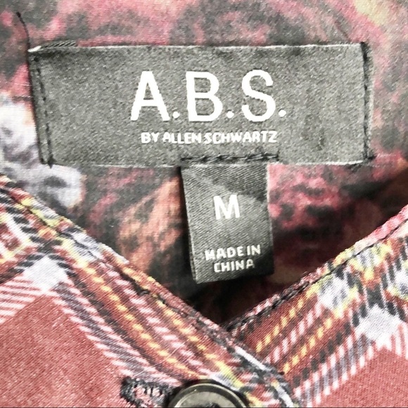 ABS Allen Schwartz Floral Plaid Sheer Blouse M - Picture 2 of 16